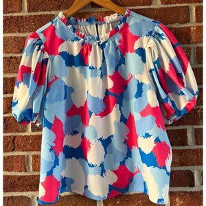 Michelle McDowell Abstract Puff Sleeve Top